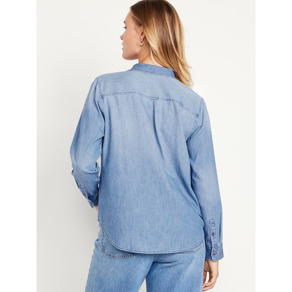 NWT Old Navy Oversized Denim Boyfriend Shirt Women’s Medium Tall Button-Down - Picture 4 of 5